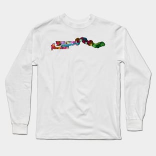 Spirograph Patterned Gambia Regions Map Long Sleeve T-Shirt